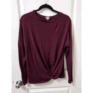 A New Day Women's Knot Sweater Shirt Maroon Size M